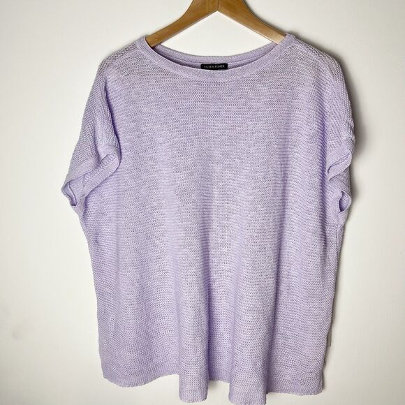Eileen Fisher Lavender Purple Slub Boat-Neck Pullover Sweater Size 1X Linen 184 - Picture 1 of 6